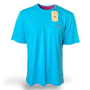 Tommy Bahama Crew Neck Pocket T-Shirt Regular Fit River Blue Men's Cotton SZ S